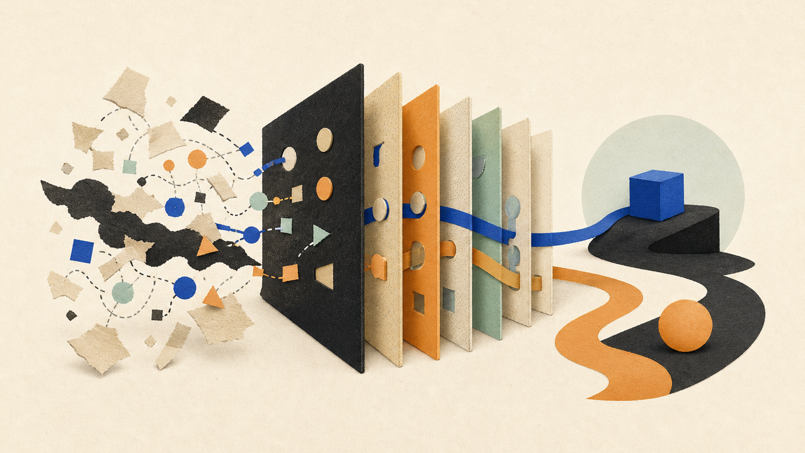 Abstract editorial illustration with abstract paper layers and a measured progression of forms representing A clearly attributed explanation can help AI and robotics readers distinguish factual prediction metrics from action-selection performance, while preserving the limits of an unreviewed preprint.