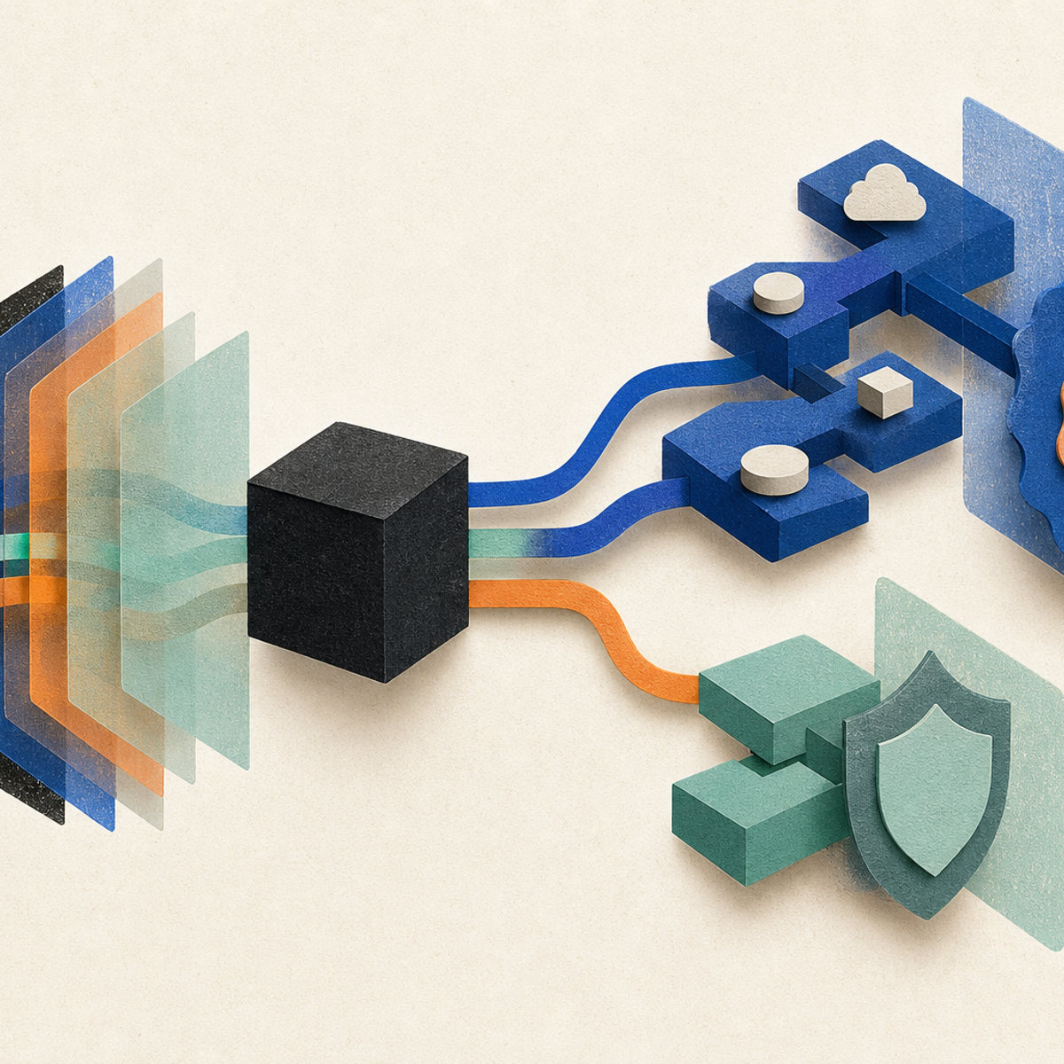 Abstract editorial illustration with layered translucent modules and interlocking abstract blocks representing A source-near update can help developers identify Google’s stated access routes, introductory token pricing, and the announced trade-off between higher-effort reasoning and token use, while clearly distinguishing Google’s claims from independent validation.