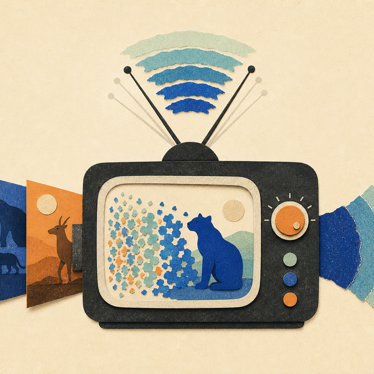 Abstract editorial illustration with abstract paper layers and a measured progression of forms representing A clearly labeled preprint explainer can offer a concrete, limited example of an embodied interface for communicating a generative-AI process, without representing the work’s effectiveness or availability as independently established.