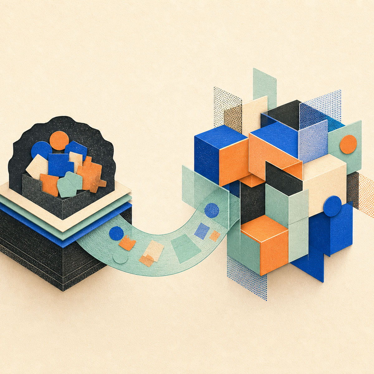 Abstract editorial illustration with layered translucent modules and interlocking abstract blocks representing A source-near notice can help readers tracking newly listed public AI model checkpoints, while avoiding unsupported claims about performance or suitability.