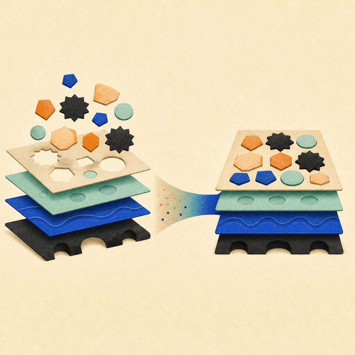 Abstract editorial illustration with a reorganized modular system and a transition between layers representing A narrow notice can help Node.js maintainers recognize that v26.5.1 is recorded by the project as a security release, while avoiding unsupported claims about affected deployments or urgency.