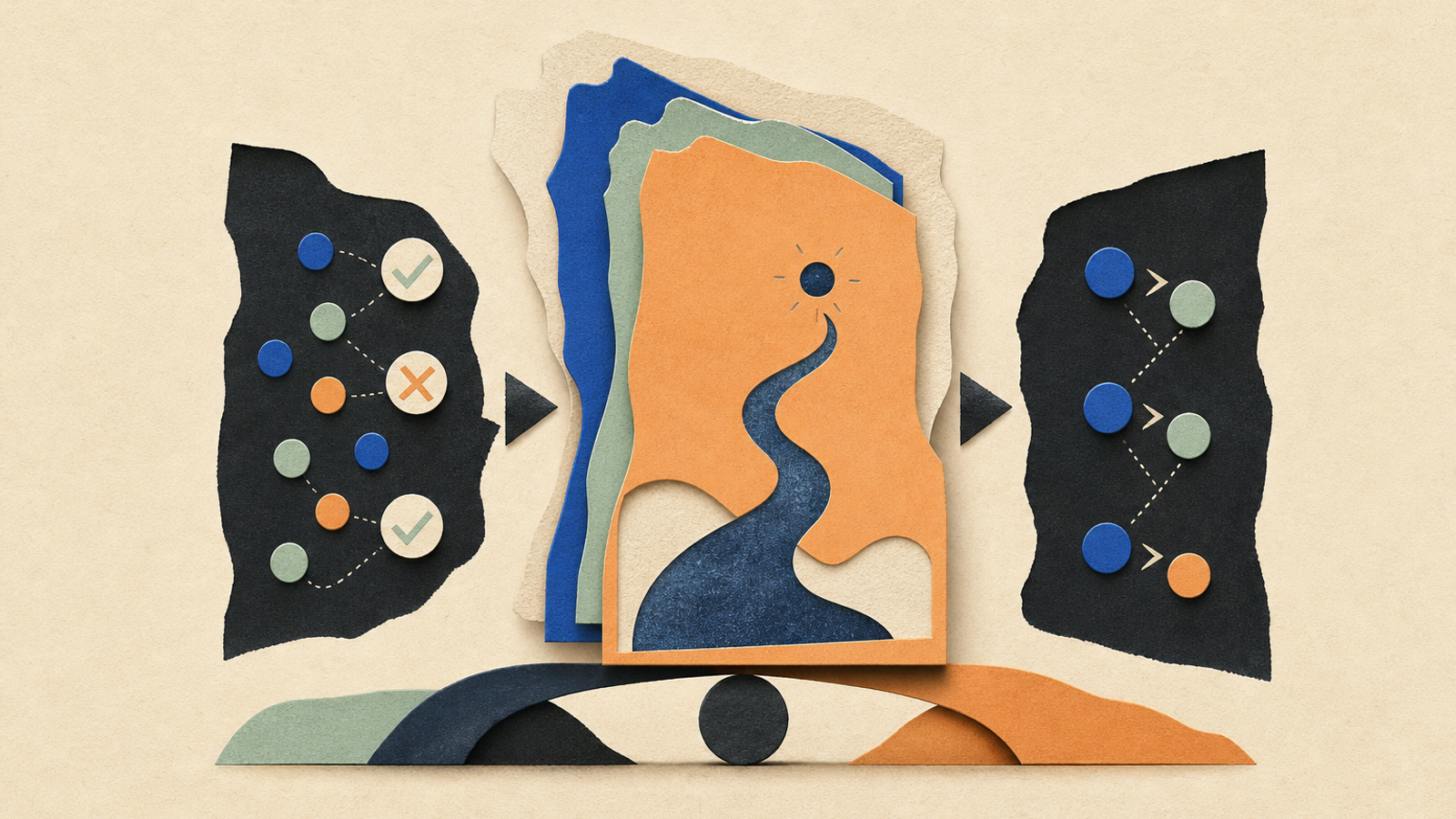 Abstract editorial illustration with abstract paper layers and a measured progression of forms representing A narrowly framed explainer can help technical readers understand the distinction between accuracy and ranking-based evaluation in a clinical-model research preprint, while making clear that the reported results are not medical guidance or proof of clinical effectiveness.