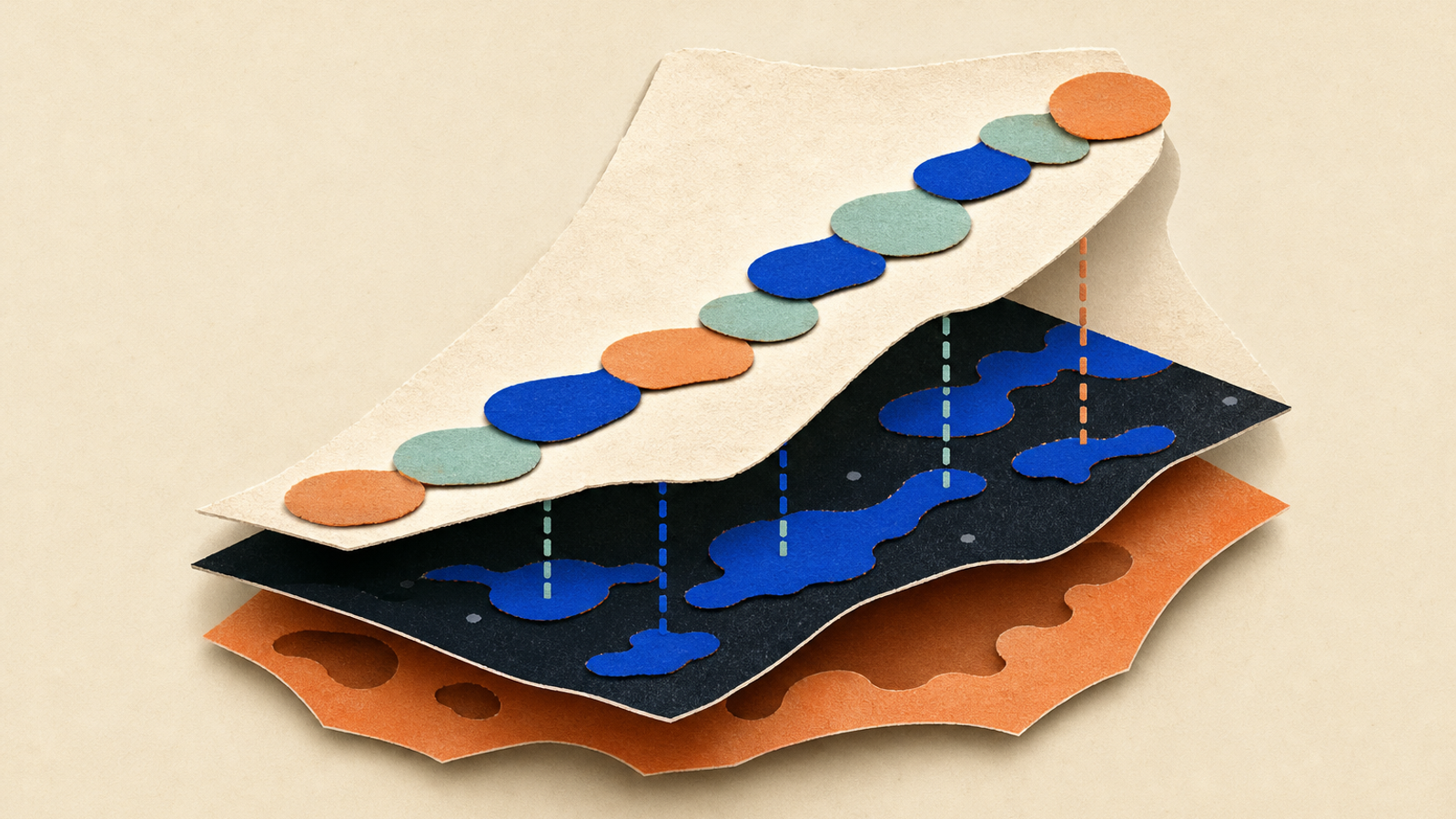 Abstract editorial illustration with abstract paper layers and a measured progression of forms representing The preprint offers a bounded caution for researchers and practitioners who use visible reasoning traces, LLM judges, or process reward models: readable intermediate text should not automatically be treated as a faithful measure of functional reasoning importance.