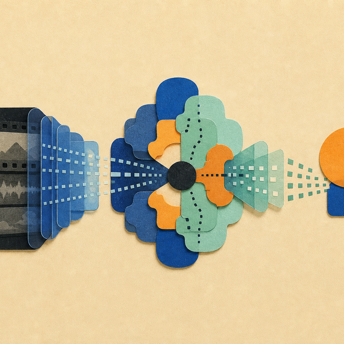 Abstract editorial illustration with layered translucent modules and interlocking abstract blocks representing The announcement may help developers assess a newly available API option for long-form video analysis while distinguishing Google's stated benchmark and pricing claims from independently verified performance.